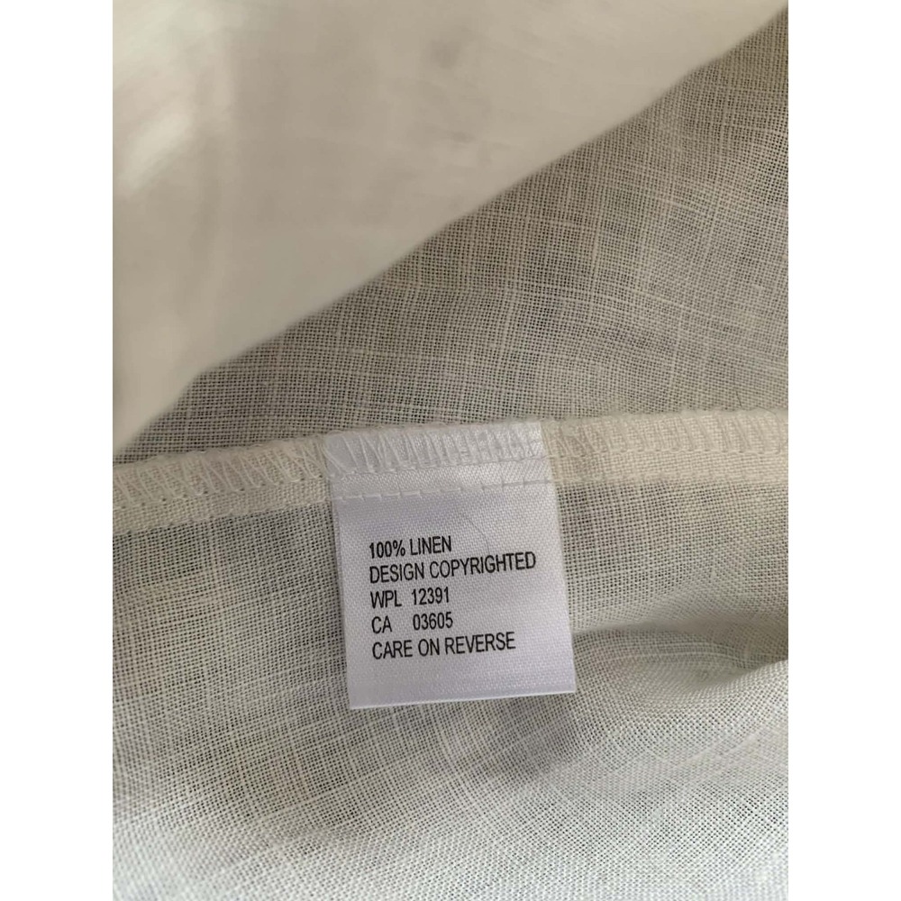 Flax Linen Button Down Shirt Womens Medium Cream Hidden Placket Coastal Grandma - Picture 4 of 10